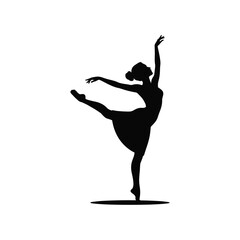 Fototapeta premium Elegant silhouette of a professional ballerina performing a beautiful ballet dance pose.