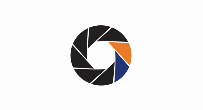 Abstract aperture with black, orange, and blue segments
