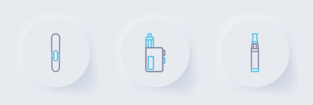 Set line Electronic cigarette, Vape mod device and Cigar icon. Vector