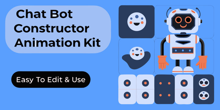 chat bot constructor animation kit vector robot