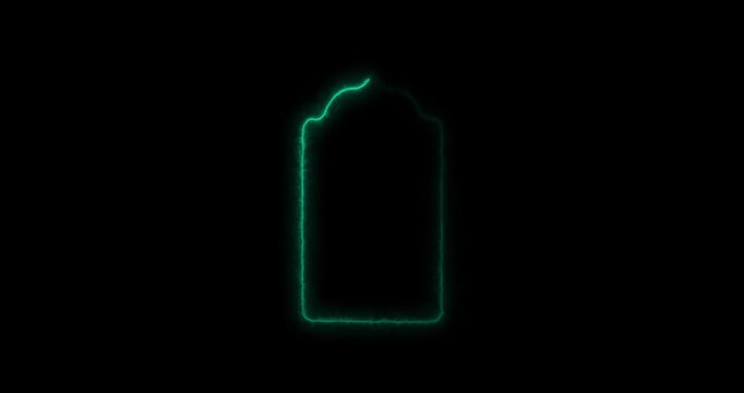 Glowing neon line Set of linear style Islamic windows animation. Collection arabic neon line design black background mosque windows  minimal shape design