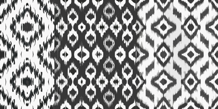 black and white ikat textile pattern traditional