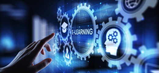 Fototapeta premium E-learning, Online education, internet studying. Business, technology and personal development concept on virtual screen.