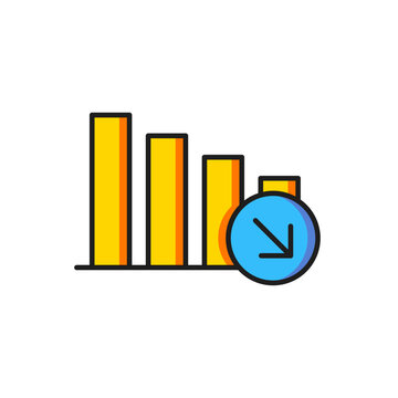 Color Financial growth decrease icon isolated on white background. Increasing revenue. Flat filled outline style with shadow. Vector