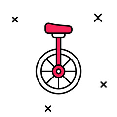 Filled outline Unicycle or one wheel bicycle icon isolated on white background. Monowheel bicycle. Vector © Iryna