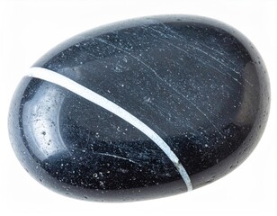 Naklejka premium Smooth, dark polished stone with a striking white stripe