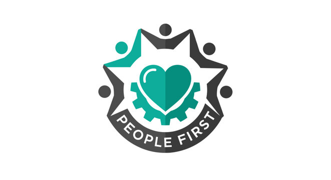 People First Logo with Heart and Gear Symbol.
