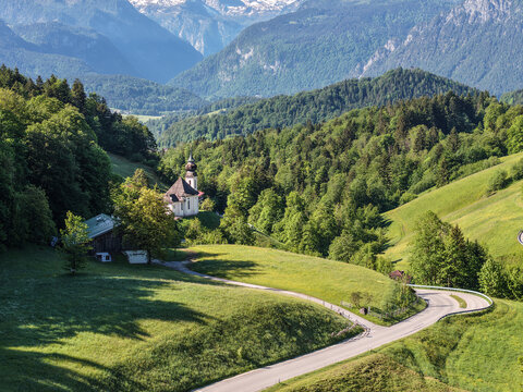 Blick auf die Kirche von Maria Gern im Berchtesgadener Land