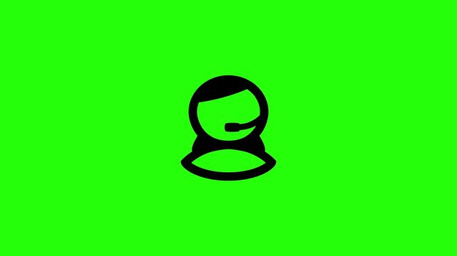 4K horizontal resolution video of a professional female call center helpdesk helpline operator avatar bouncing. Playful popup transition element perfect for corporate customer service support overlays