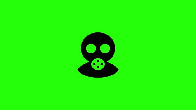 4K horizontal layout featuring a protective industrial full face gas mask respirator avatar bouncing cleanly. Elegant tactical popup icon for chemical biohazard danger defense media.