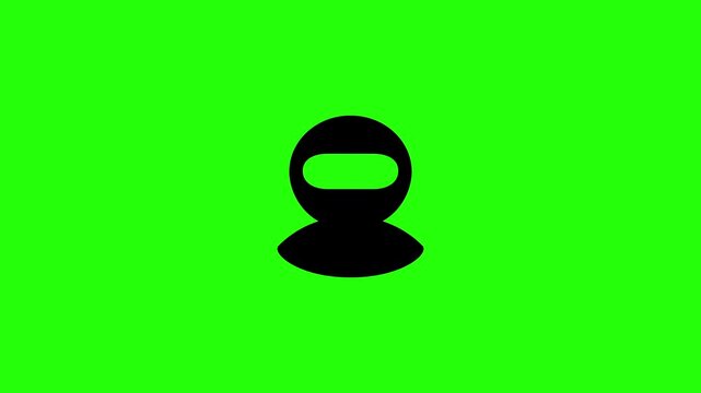 4K horizontal video clip showcasing a motorcycle rider avatar wearing a protective full face balaclava ninja mask bouncing. Clean popup icon graphic for tactical racing courier presentation media.