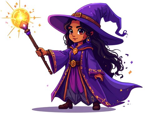 Young sorceress casting