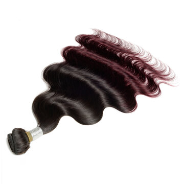 Body wavy black to burgundy ombre human hair weaves extensions bundle