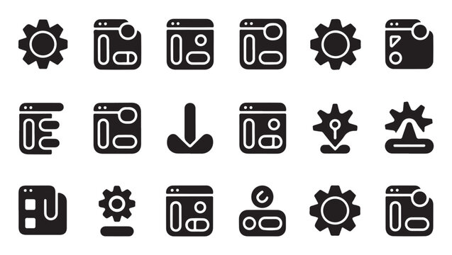 Application and software setting gear vector icon set. mobile phone setting vector illustration.