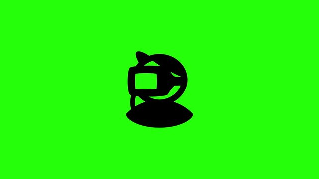 Creative 4K horizontal motion asset containing a futuristic virtual reality vr headset goggles gamer avatar bouncing dynamically. Unique energetic popup graphic for metaverse gaming technology layout.