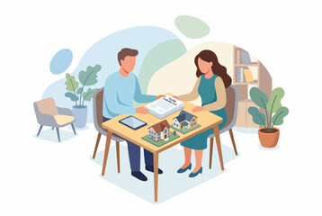 Fototapeta premium Couple Planning Home Mortgage and Family Financial Goals
