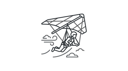 Pilot flying a hang glider minimalist line art icon. © Fajar