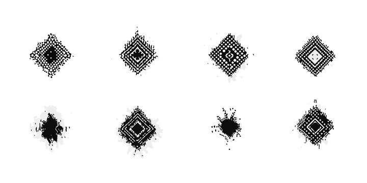 halftone starburst patterns on white background pattern