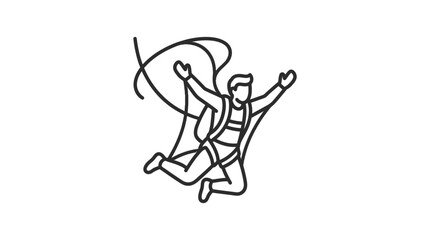 Skydiver falling through the air line art icon. © Fajar