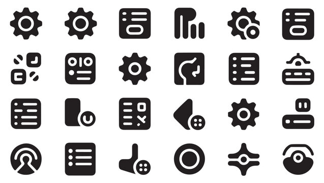 Control panel icons toggle switch gear and settings configurations.