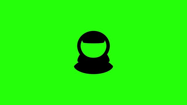 Clean 4K horizontal video showing a modern female woman user avatar with a stylish bangs haircut bouncing fluidly. High quality popup graphic for ladies fashion lifestyle client profile videos.