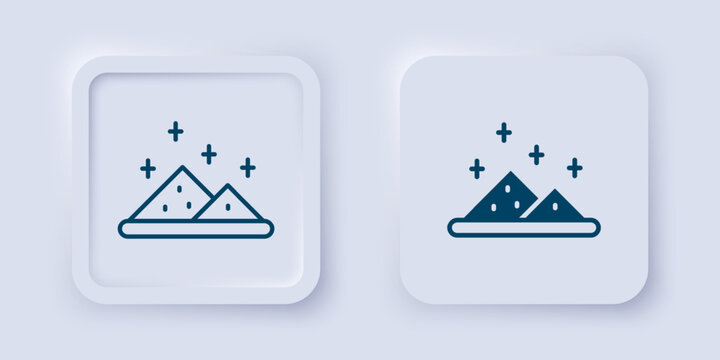 Filled and outline Magic powder icon isolated on grey background. Square button. Vector