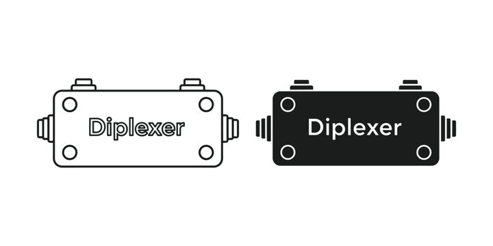 Two diplexer connectors in white and black against a white background with clean lines