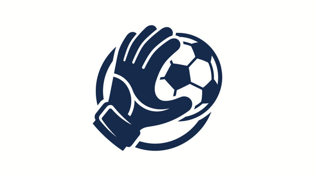Football soccer goalkeeper concept logo with goalie glove catching ball icon