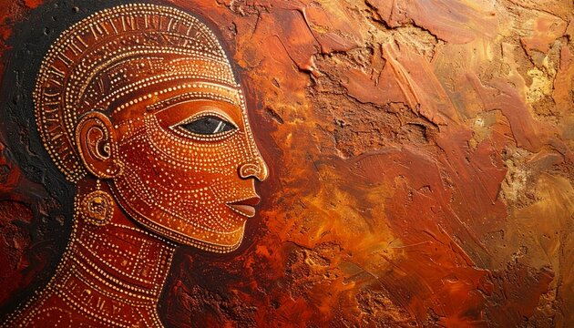 Ancient Egyptian pharaoh portrait with hieroglyphic background.