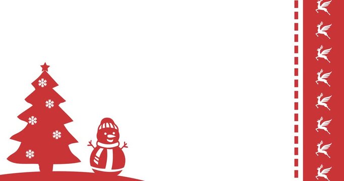 Copy space background animation with red and white Christmas ornament decoration