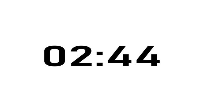 Abstract 3 minute countdown animation from 180 seconds to 0 seconds on a white background.Three minute countdown timer.