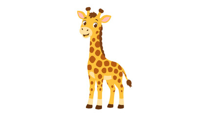 Obraz premium Cute cartoon giraffe standing isolated on white background