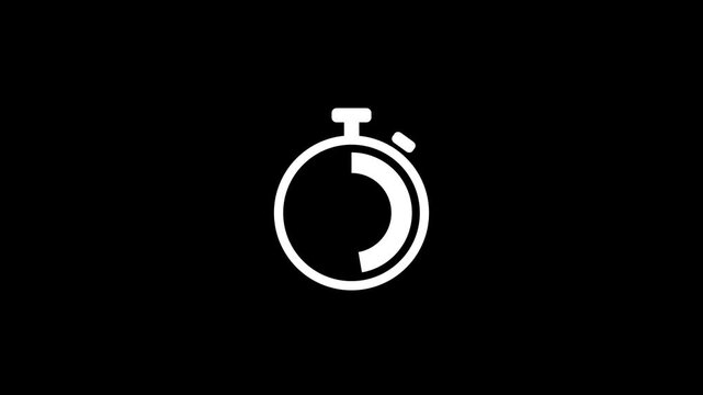 A glowing white beautiful stop watch timer countdown on black background.Abstract stopwatch,watch,clock icon animation.