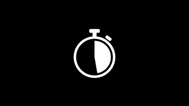 A glowing white beautiful stop watch timer countdown on black background.Abstract stopwatch,watch,clock icon animation.