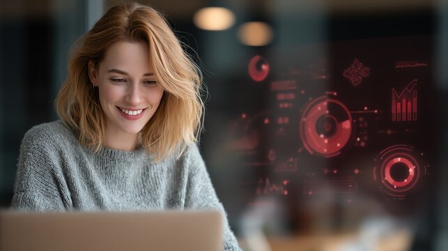 Data Analytics concept, Data Annotation, Data Analysis, Smile businessman use laptop analyzing data for competitor benchmarking and market positioning