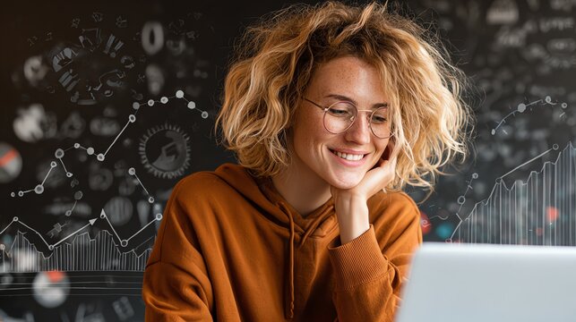 Data Analytics concept, Data Annotation, Data Analysis, Smile businessman use laptop analyzing data for competitor benchmarking and market positioning
