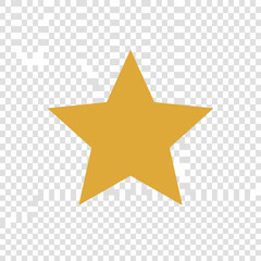 Obraz premium A simple golden five pointed star shape on a transparent background