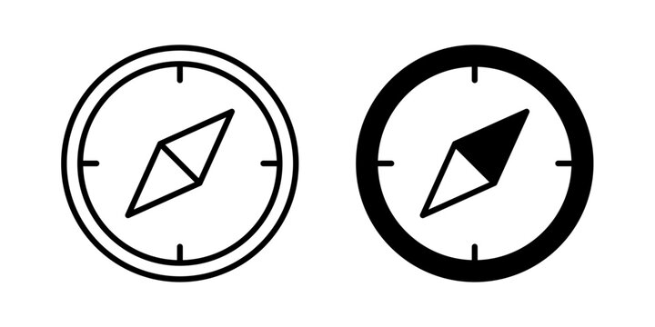 Drawing compass icon in outline and solid style, isolated on white background. Ideal for geometry, drafting, and mathematics education features in mobile and web design