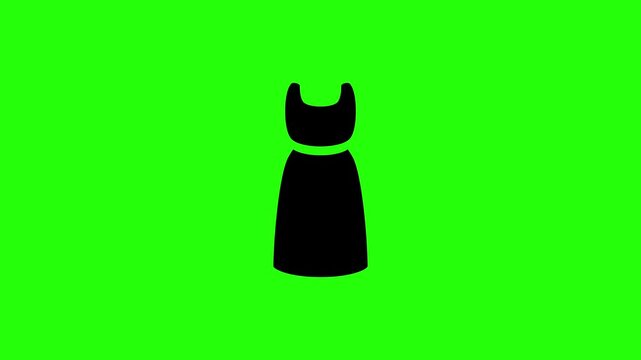 Creative 4K horizontal motion asset containing an elegant female evening dress gown outfit silhouette bouncing dynamically. Unique energetic popup graphic for luxury women apparel boutique clothing pr