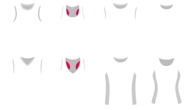 Set of blank sleeveless shirt and tank top vector templates