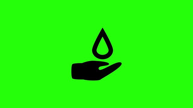 Premium 4K horizontal video showcasing a cupped hand holding a clear water drop token bouncing. Clean energetic popup animation perfect for eco skin hydration fluid retention conservation topics.