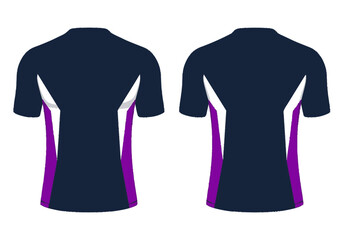 Naklejka premium Flat vector illustration of the back of a dark navy blue short-sleeve 