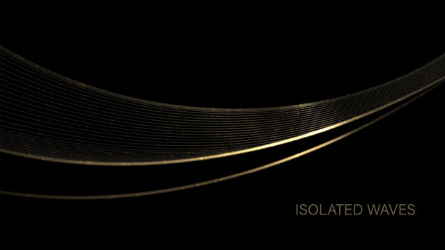 Isolated gold arc with tinsel on a black background.