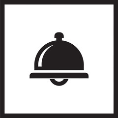 Fototapeta premium Waiter Bell Icon on White Background with Black Border Featuring Symbol, Restaurant, Service with Notification and Communication Elements For