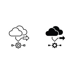 Obraz premium Cloud Computing Icons with Gear and Arrow