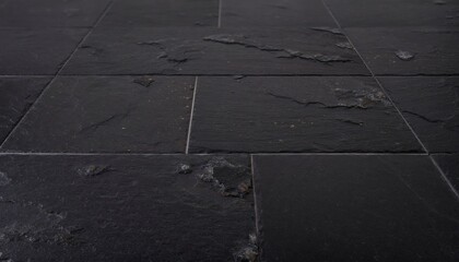 Fototapeta premium Natural Black Slate Stone Floor Tile Texture With Textured Surface Detail