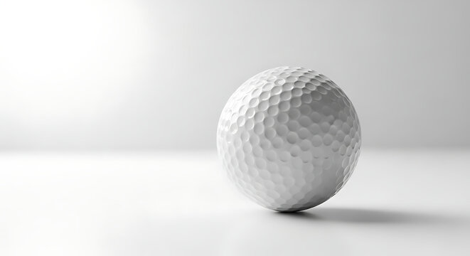 A close-up view of a golf ball with visible dimples on its surface