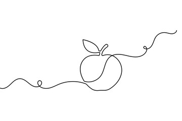 Obraz premium Apple icon continuous one line art simple outline vector design element