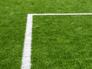 Fototapeta premium Right angle white marking on football pitch
