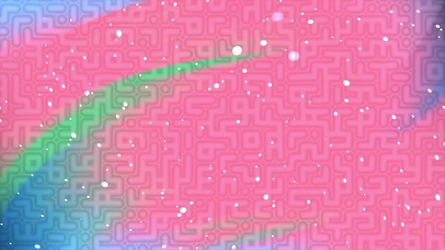 Abstract background with a maze pattern and soft colorful gradient overlay with sparkling light particles.